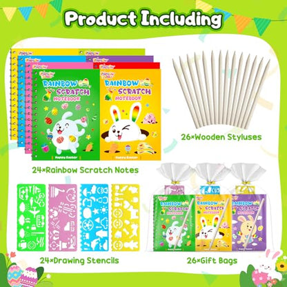 24 Pack Rainbow Scratch Notebook Art Party Favors for Kids (24 Count)