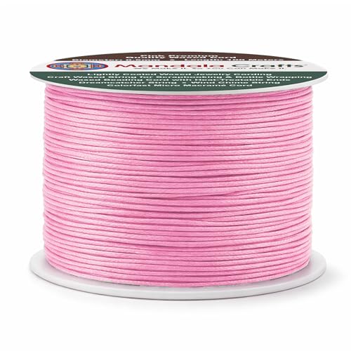 0.5mm Pink Cotton Waxed Cord for Jewelry Making (327 Foot)
