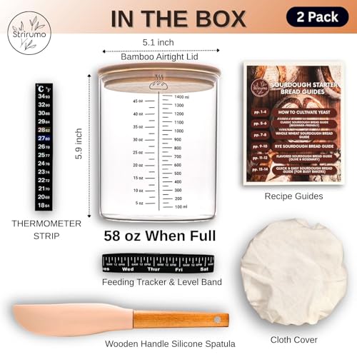 2 Pack 58oz Sourdough Starter Jar Kit