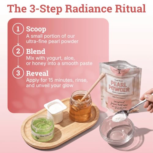 4-in-1 Pearl Powder Organic Quality for Teeth, Eyes, DIY Masks & Drink, 60g (2.12 Ounce)