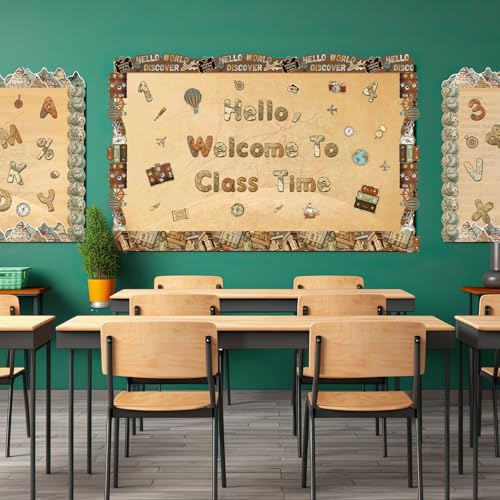 221 Pcs World Map Bulletin Board Letters for Classroom Wall (225 Count)
