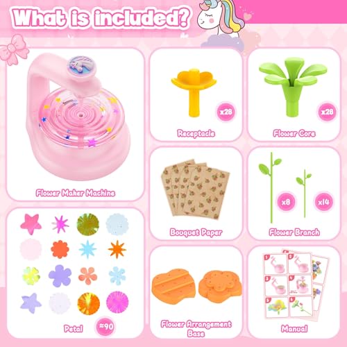 DIY Fabric Flower Bouquet Toys for 3 4 5 6 7 8 Year Girls Easter Basket Stuffers Educational Toy Reusable Bouquets Maker Birthday Gift for Girls Handmade Activity Set