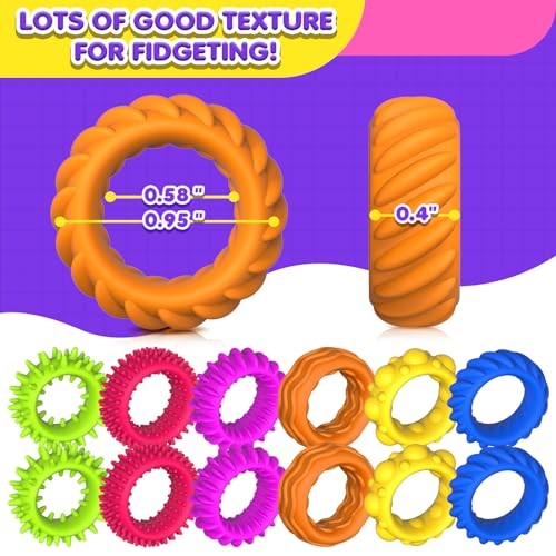 Fidget Toys Sensory Rings for Kids (18 Count)