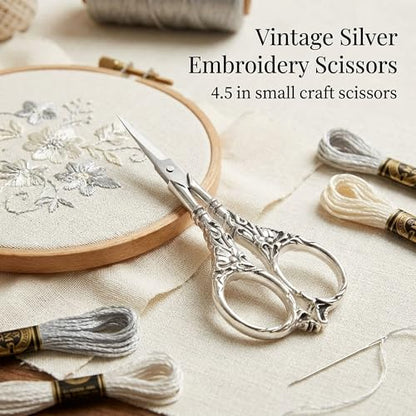 Vintage European Style Scissors Stainless Steel for Cross Stitch Cutting Embroidery Sewing Handcraft Craft Art Work DIY Tool