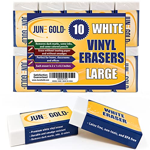 10 Large White Vinyl Erasers (10 Count)