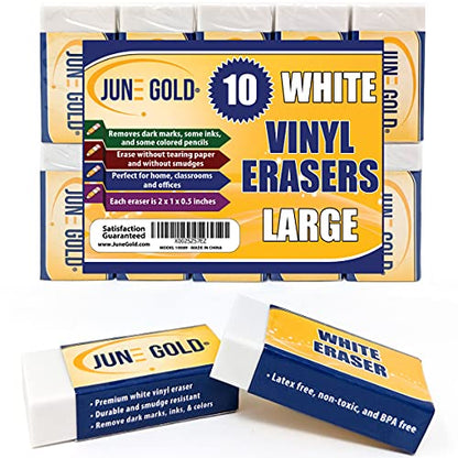 10 Large White Vinyl Erasers (10 Count)