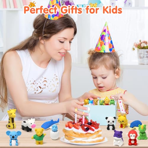 34 Pcs Animal Erasers (34 Count)