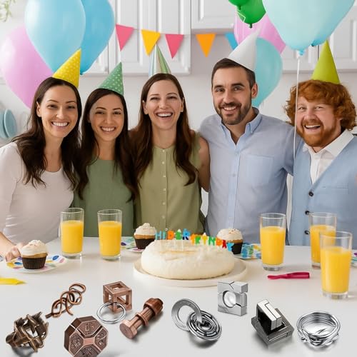 9 Pcs Metal Brain Teasers 3D Steel Puzzle Set (9 Count)