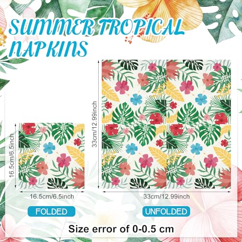 60 Pcs Hawaiian Cocktail Paper Napkins 6.5 x 6.5 Inches
