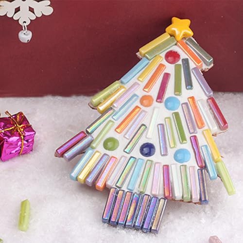 200g Assorted Iridescent Strips Glass Mosaic Tiles for Crafts (7.05 Ounce)