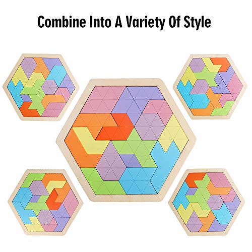 Wooden Hexagon Tangram Puzzle (14 Count)