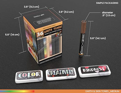 36 Acrylic Paint Pens Skin and Natural Earth Tone Marker Set For Rock Painting (36 Count)