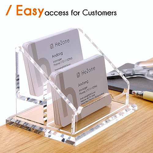 Acrylic Business Card Holder For Desk Clear Business Card Display Stand 2 Tier 2 Slots Business Cards Holders for Men And Woman