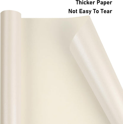 NESCCI Off White Matte Wrapping Paper,Solid Color Pearly-Lustre Paper,Gift Wrapping Paper,Perfect for Wedding,Valentine's Day,Birthday, Christmas,Baby Shower,DIY Bouquet (17 Inches X 32.8 Feet)