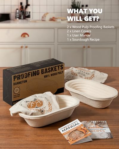 Wood Pulp Banneton Bread Proofing Baskets Set of 2
