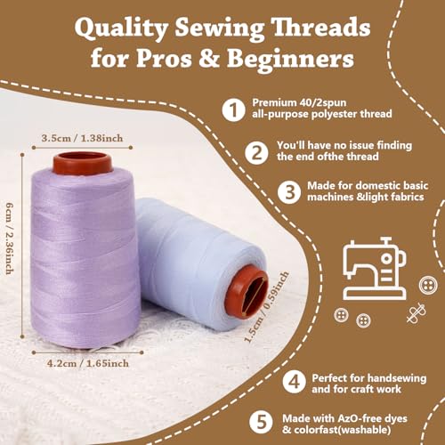42 Colors Sewing Thread Kit All Purpose Polyester Thread Assorted Colors for Sewing Machine and Hand Stitching Use (96000 Foot)