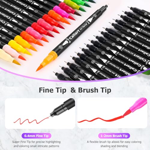 34 Double Tip Brush Pens Art Markers for Adult Coloring Books (34 Count)
