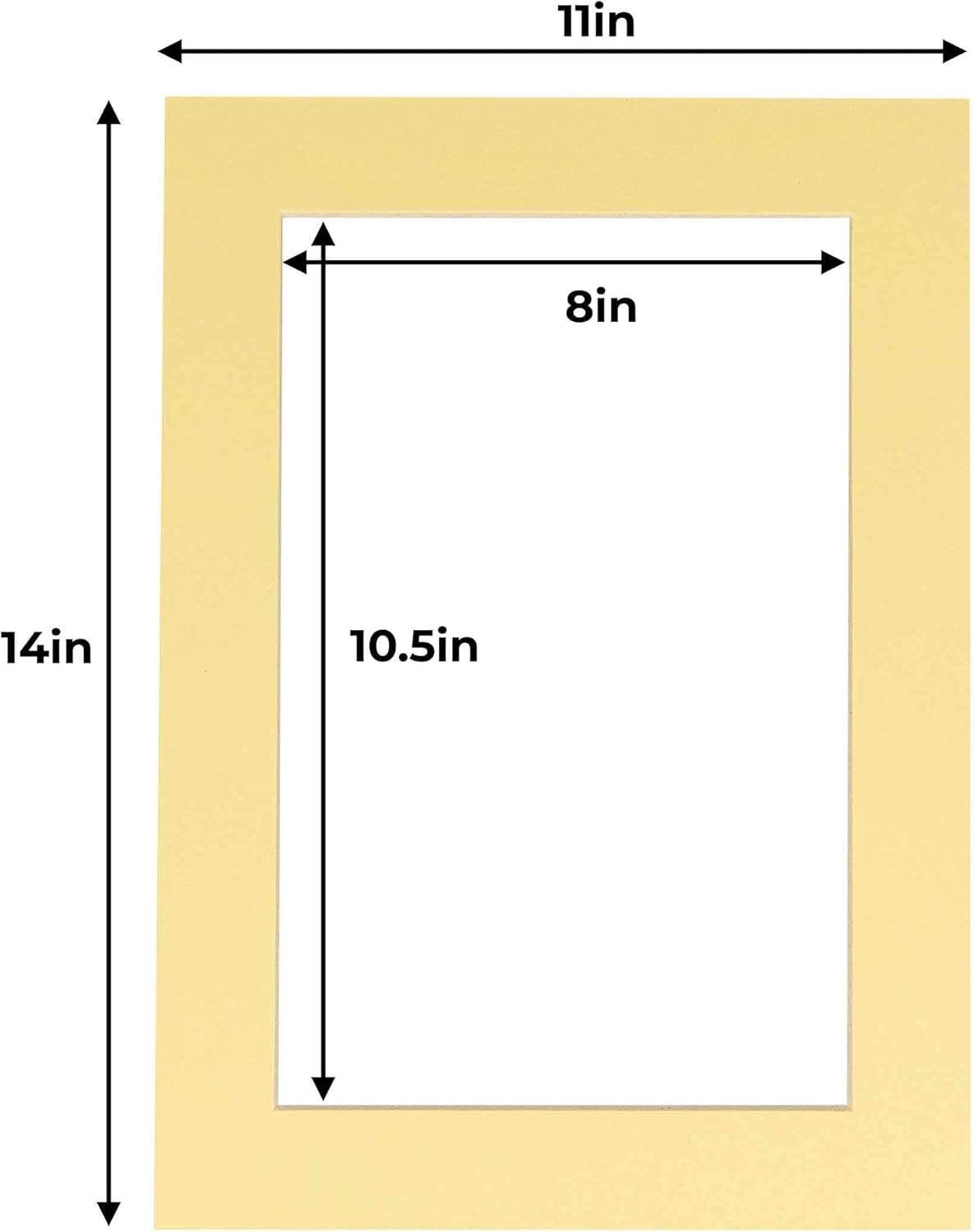 11x14 Mat for 8.5x11 Photo - Precut Soft Yellow Picture Matboard for Frames Measuring 11 x 14 Inches - Bevel Cut Matte to Display Art Measuring 8.5 x 11 Inches - Acid Free Pack of TEN MATS
