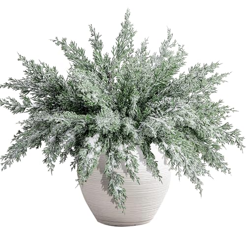 10 Pcs Artificial Christmas Snow Pine Branches Faux Xmas Decoration Sprigs (10 Count)