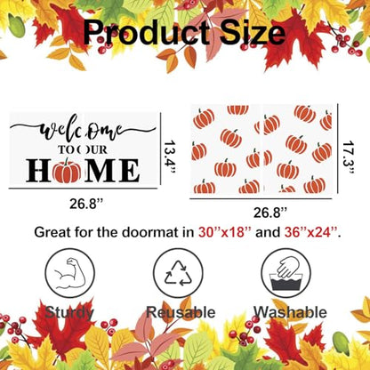 Fall Stencils for Door Mats 27”X17” Reusable Fall Doormat Stencils Hey There Pumpkin Stencil for Doormats Wood Sign Decor (6 Count)