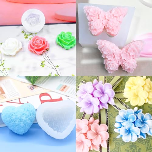 9 PCS Flower Candle Molds Rose Silicone Candle Mold Flower Shapes (9 Count)