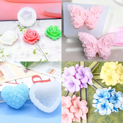 9 PCS Flower Candle Molds Rose Silicone Candle Mold Flower Shapes (9 Count)