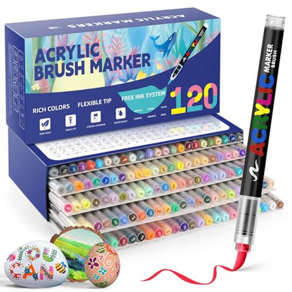 Acrylic Paint Markers Brush Tip (120 Count)