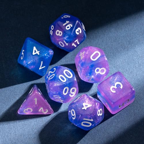 7 Die DND Dice Set Polyhedral Dice Set with a Leather Dice Bag (7 Count)