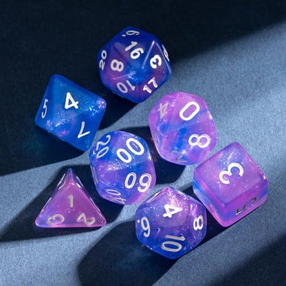 7 Die DND Dice Set Polyhedral Dice Set with a Leather Dice Bag (7 Count)