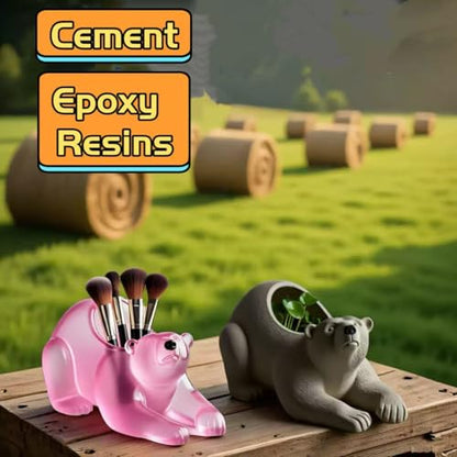 Animal Resin Molds Silicone 3D Cute Polar Bear Epoxy Resin Plaster Candle Holder Wax Molds for Candle Making