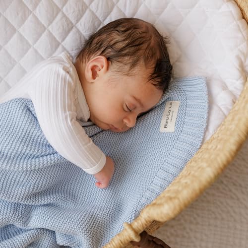 100% Organic Cotton Heritage Knit Textured Baby Quilt Blanket for Boys