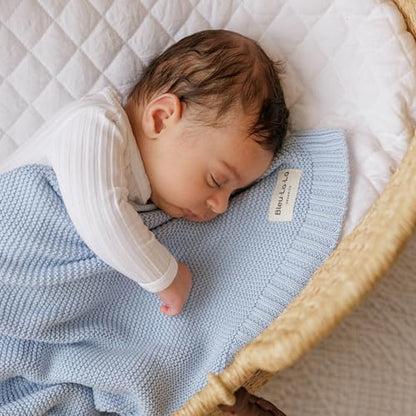 100% Organic Cotton Heritage Knit Textured Baby Quilt Blanket for Boys