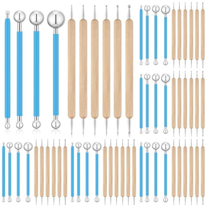 6 Sets Dot Painting Tools 60 Pcs Clay Pottery Modeling Metal Embossing Tools Ceramic Clay Dotting Supplies for Painting Mandalas Pottery Art Rock