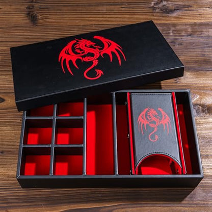 4-in-1 D&D Storage Dice Box Portable Rolling Tray for Tabletop Games (35.2 Ounce)