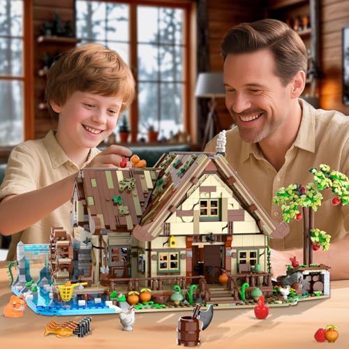 Wood Cabin Mini Building Set with Lights