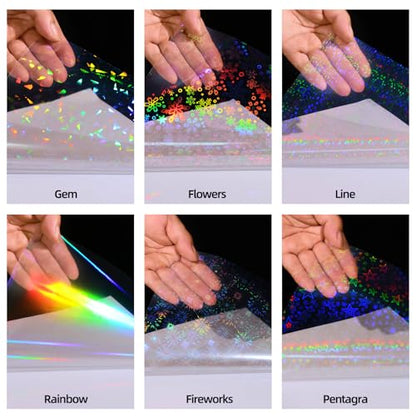 36 Sheets Holographic Laminate Sheets 8.5x11 Inch Self Adhesive 6 Patterns (36 Count)