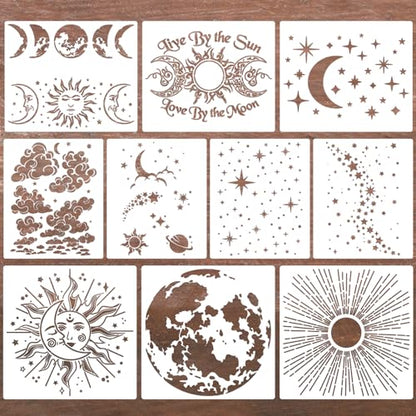 Moon Stencil Star Stencils for Painting 12" (10 Count)
