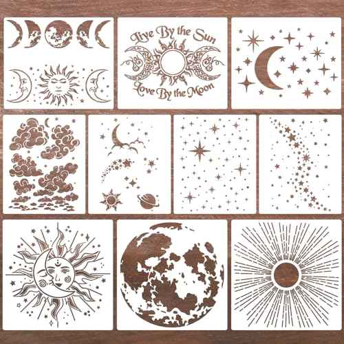 Moon Stencil Star Stencils for Painting 12" (10 Count)