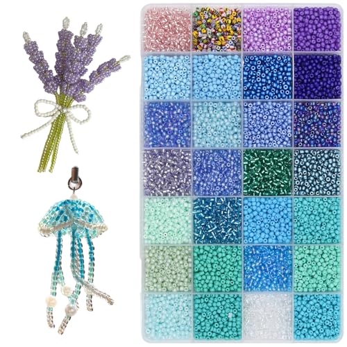 11200pcs Glass Seed Beads for DIY Crafting Bracelet Necklace Embroidery Jewelry Making Supplies (11200 Count)