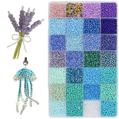 11200pcs Glass Seed Beads for DIY Crafting Bracelet Necklace Embroidery Jewelry Making Supplies (11200 Count)