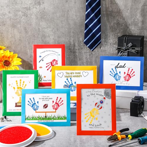 48 Sets Father's Day Handprint Crafts DIY Religious Hand Keepsake Craft Gifts with Flower Stickers for Mom Dad Home Party Activities (48 Count)