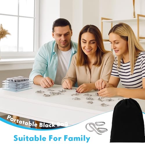 96 Pcs Metal Wire Puzzle with Pouch (96 Count)