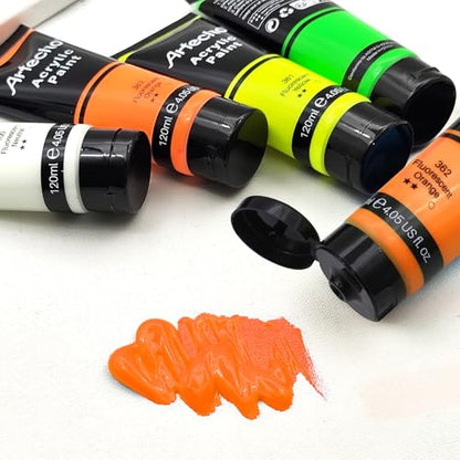 Fluorescent Orange Acrylic Paint 120ml (4.05 Fl Oz)
