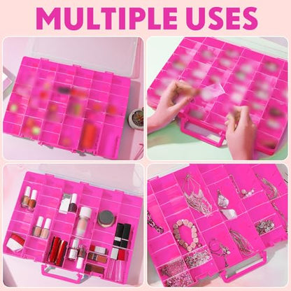 2 Pcs 48 Grids Plastic Bead Organizer Box with Divider (2 Count)