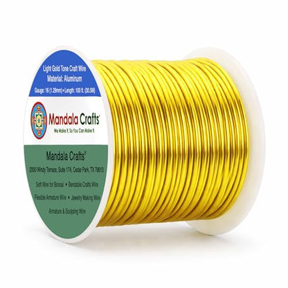 16 Gauge Light Gold Tone Anodized Aluminum Craft Wire 100 FT (100 Foot)