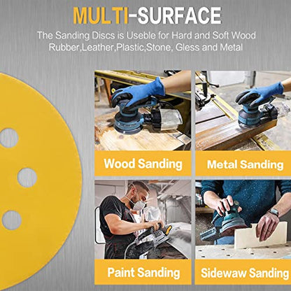 100PCS 5 Inch Sanding Discs 800 Grit Random Orbit Sander Sandpaper (100 Count)