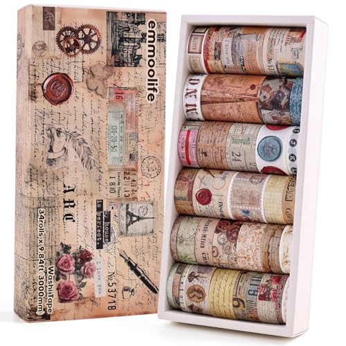34 Rolls Vintage Washi Tape Set (34 Count)