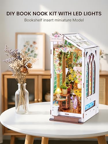 Book Nook Kit for Adult Teen Miniature Garden House with LED Light