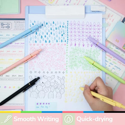 6 Pcs Color Pens for Journaling 0.5mm Fine Point Colored Gel Ink Pen (6 Count)