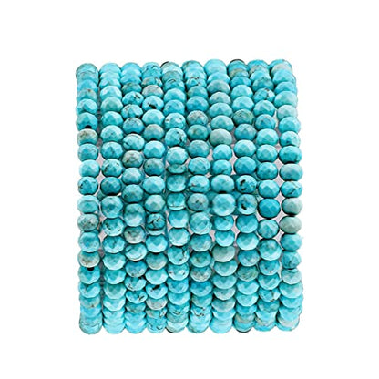 Natural Blue Turquoise Beads 4x2mm 120pcs Faceted Rondelle Loose Semi Gemstone Beads for Jewelry Making Design (120 Count)